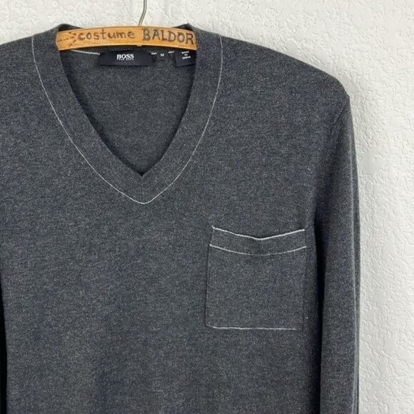 BOSS Hugo Boss Cashmere V Neck Sweater Pocket - Picture 1 of 8